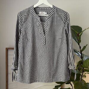 Women's VINEYARD VINES Black & White Gingham Check Top Shirt Seersucker Small S